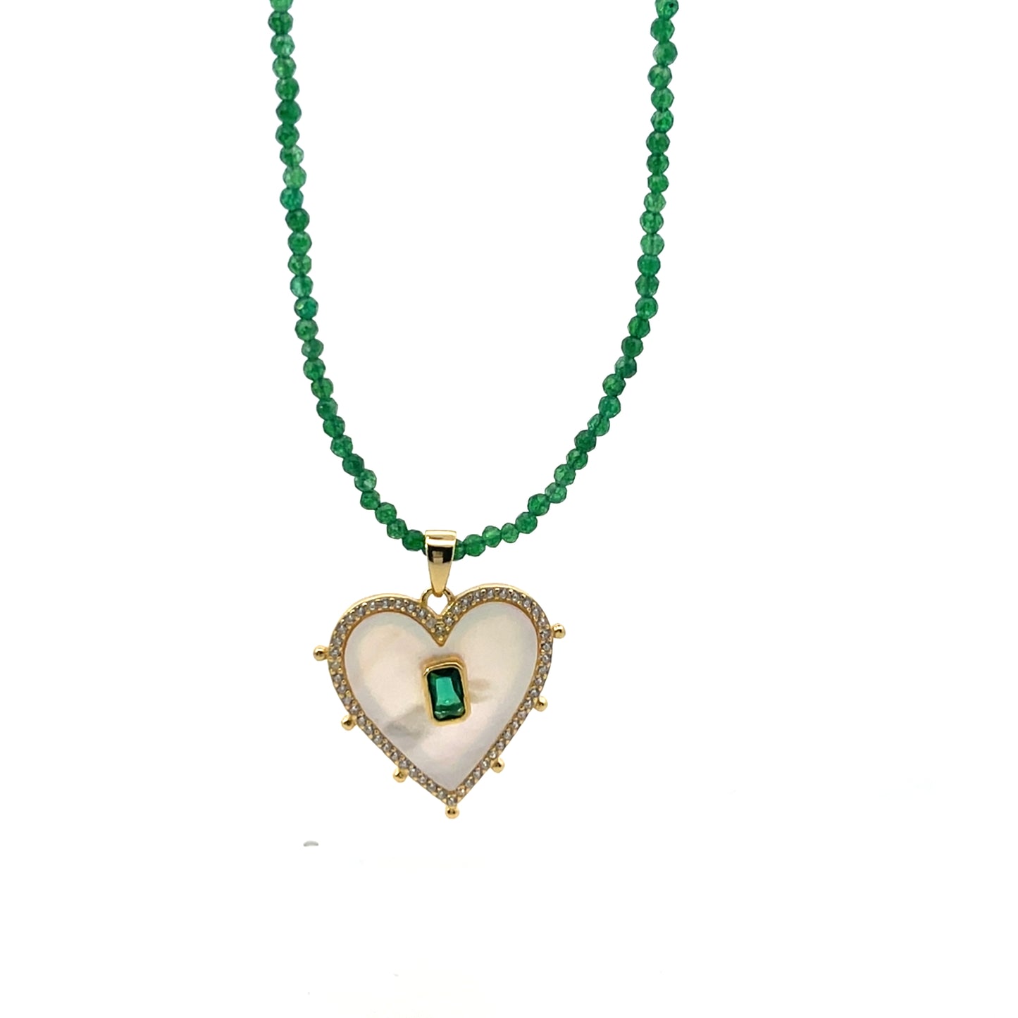 ALL AROUND BEADED GREEN WITH HEART 2