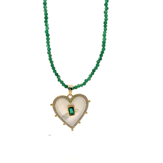 ALL AROUND BEADED GREEN WITH HEART 2