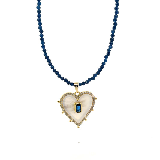 ALL AROUND BEADED DARK BLUE WITH HEART 2