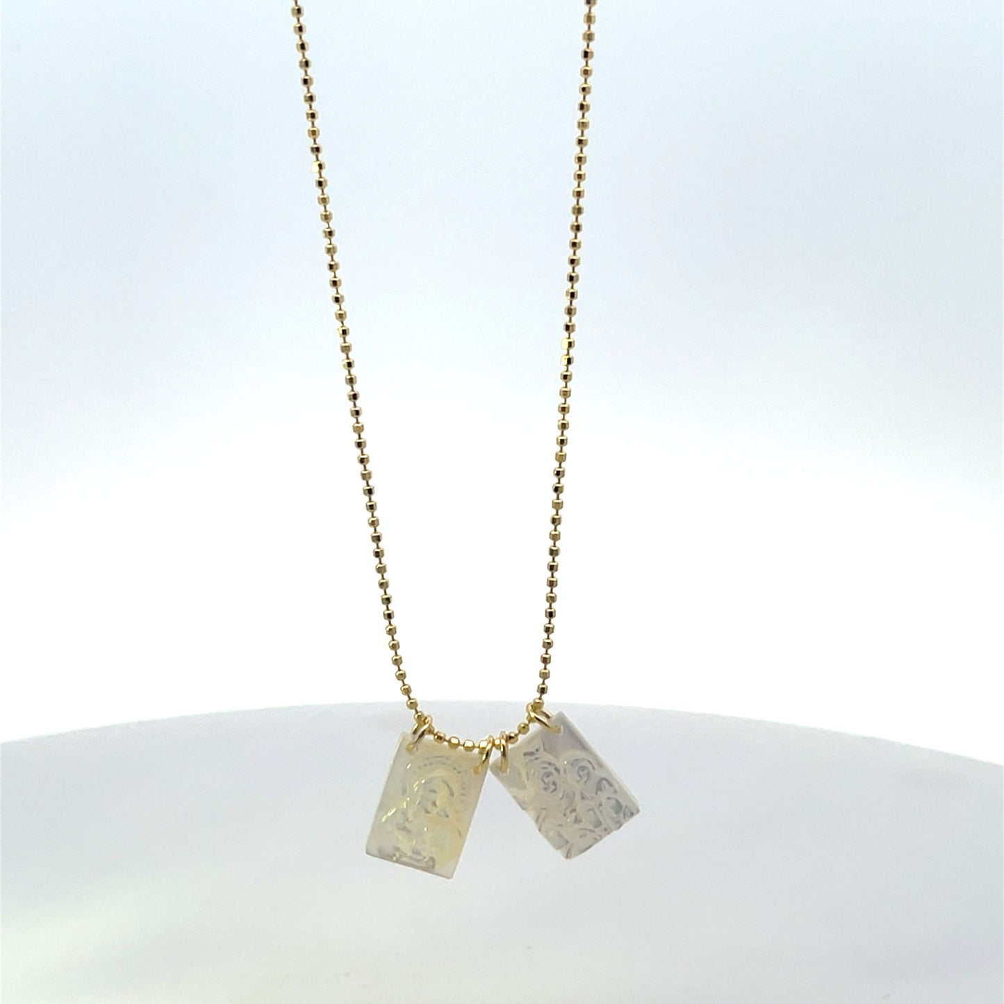 SMALL NACAR SCAPULARY NECKLACE BEADED THIN CHAIN
