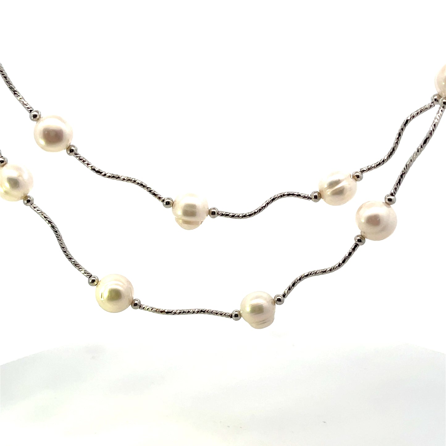 BIG PEARL AND SOLID NECKLACE EXTRA LONG (BRASS) 30"