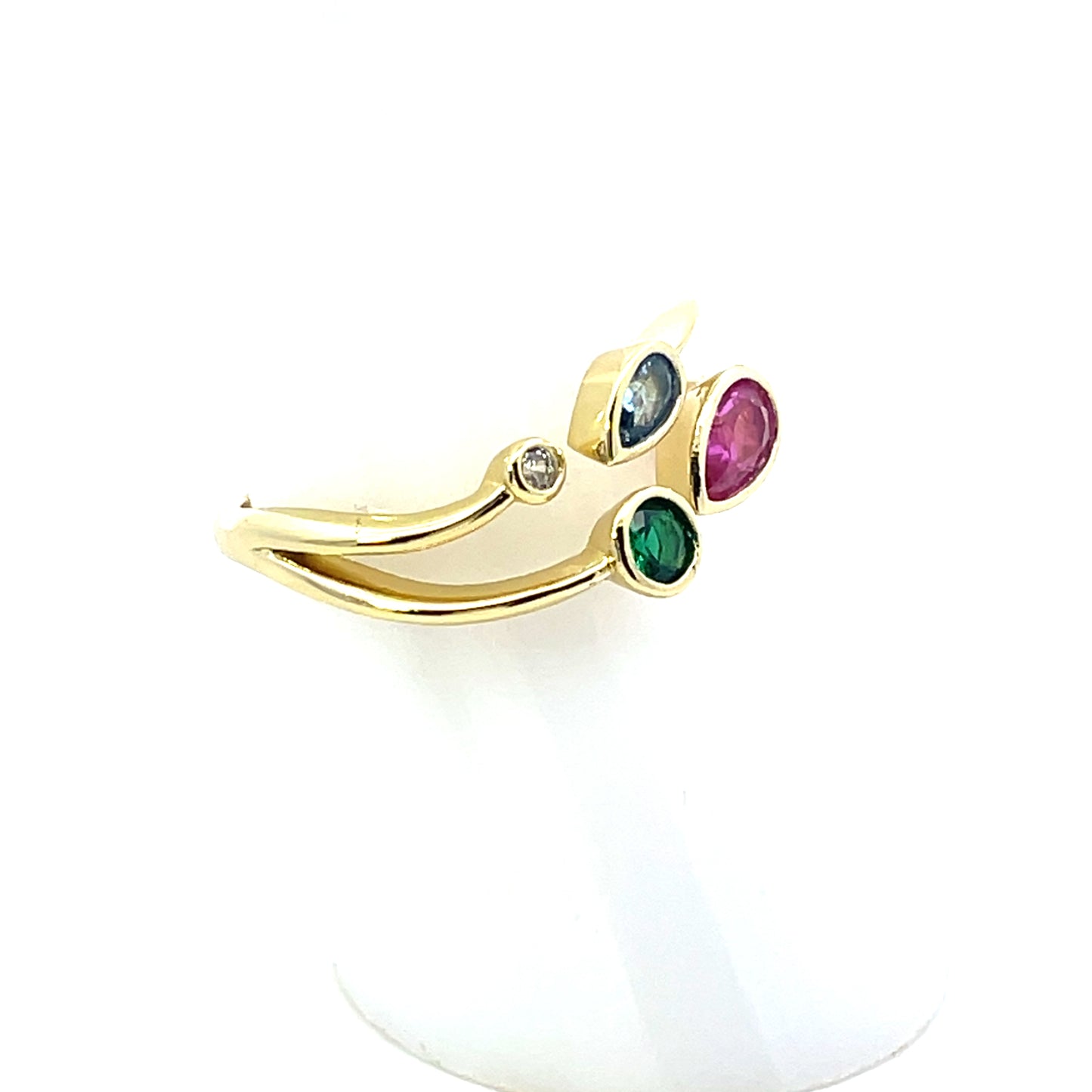 MULTISHAPE MULTICOLOR BEZEL OPEN RING