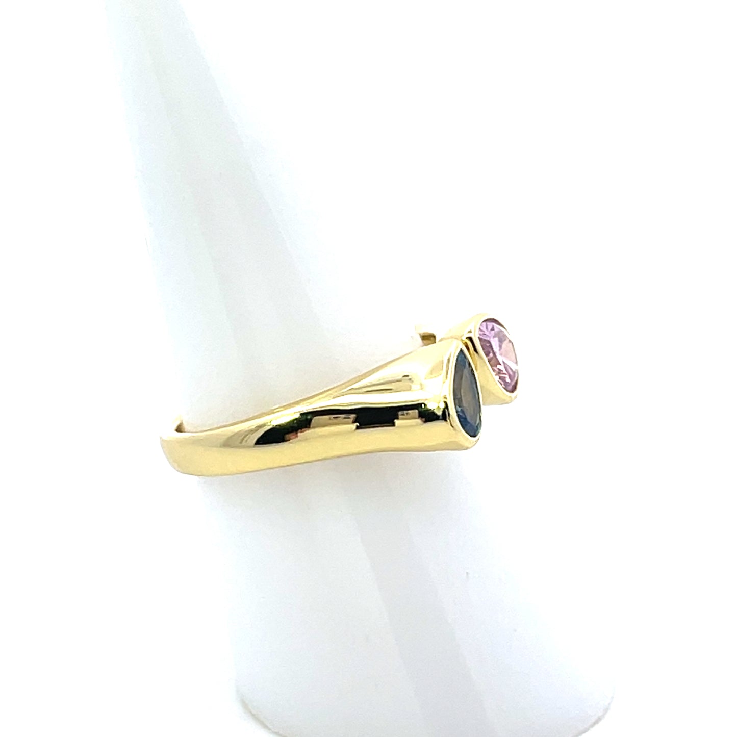 TU Y YO BLUE PINK PEAR BEZEL RING