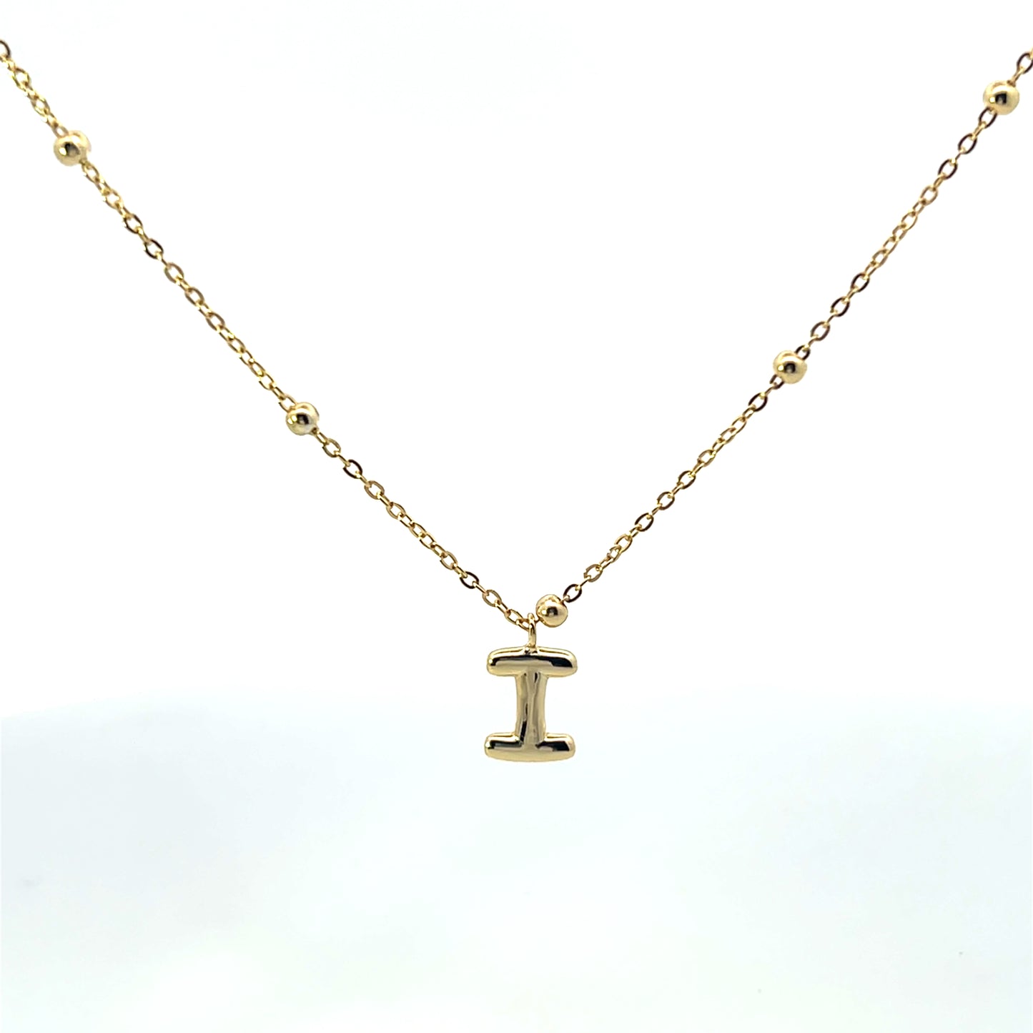 SOLID SMALL LETTER WITH BEADED CHAIN