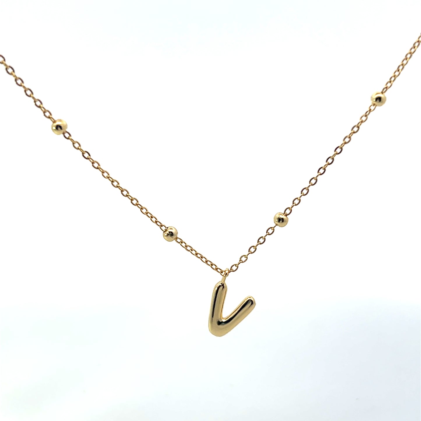 SOLID SMALL LETTER WITH BEADED CHAIN