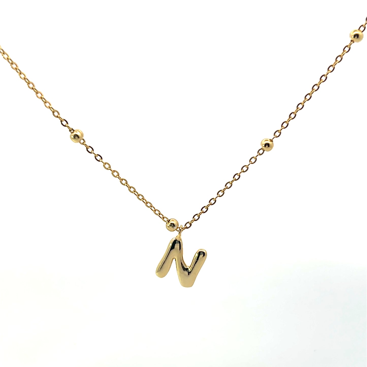 SOLID SMALL LETTER WITH BEADED CHAIN