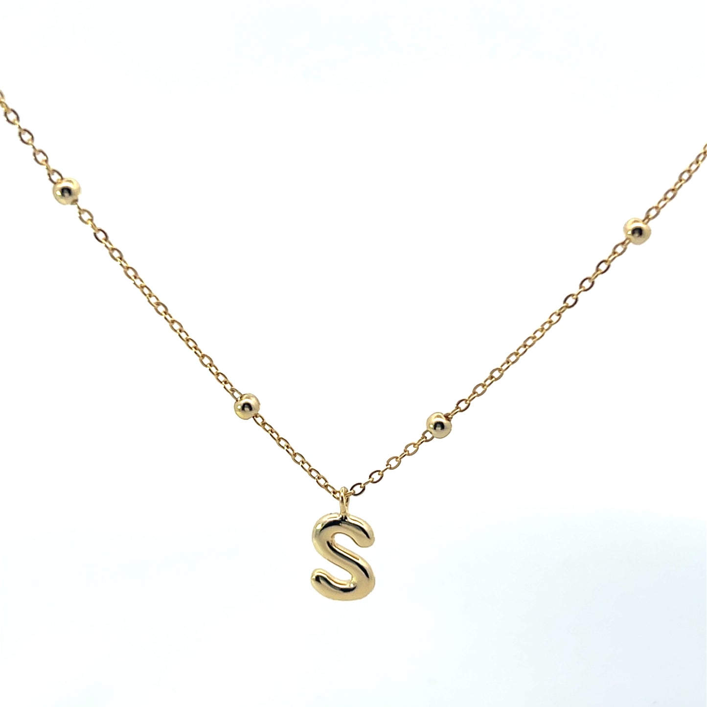 SOLID SMALL LETTER WITH BEADED CHAIN