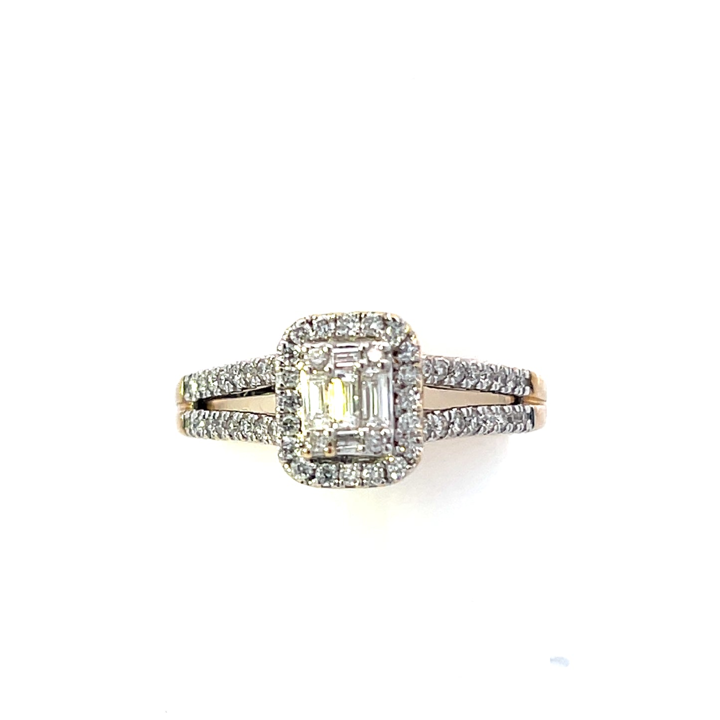 10K 0.70 CTW EMERALD CUT DIAMOND ENGAGEMENT