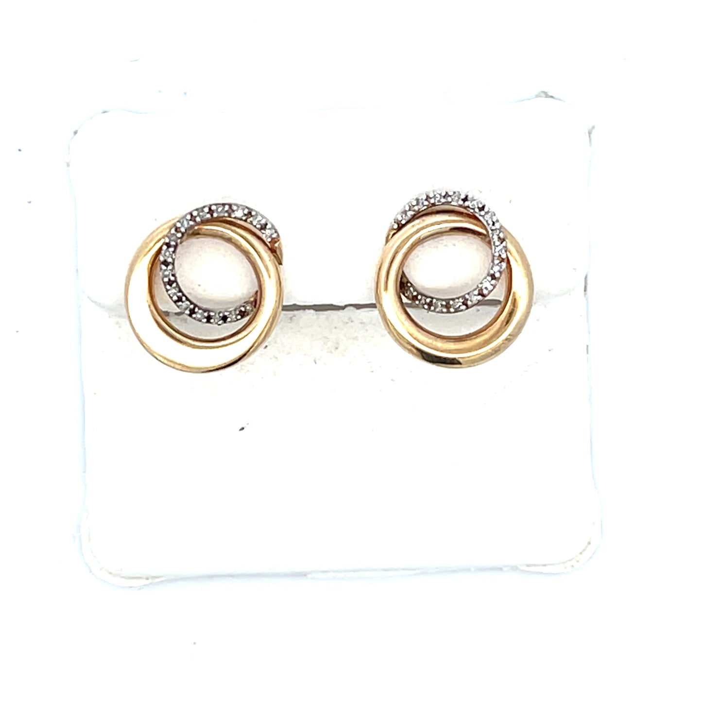 10K YG DOUBLE CIRCLE SOLID AND NATURAL DIAMOND