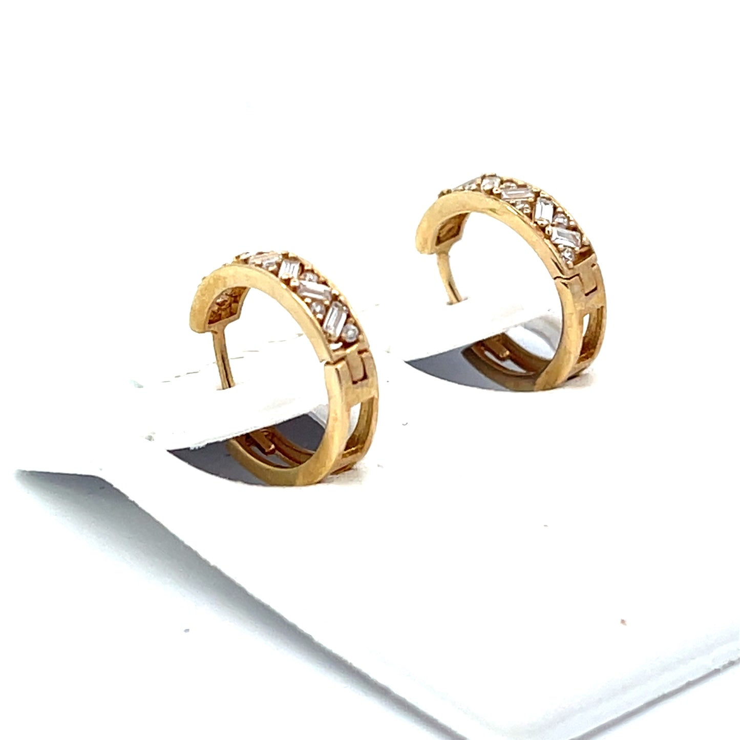 14K YG HOOPS WITH CZ