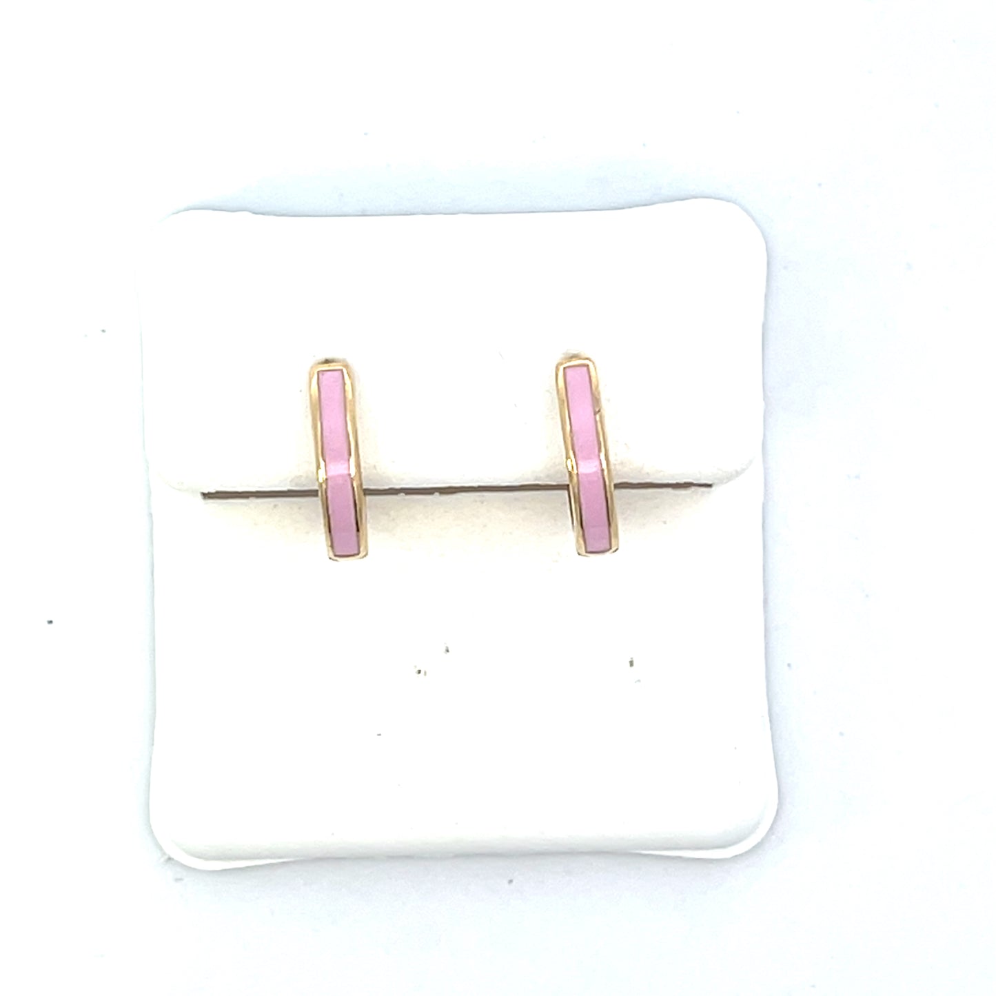 14K YG PINK ENAMEL HOOPS