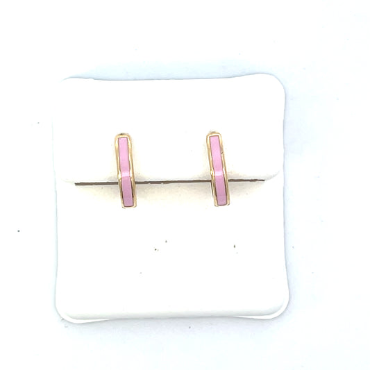14K YG PINK ENAMEL HOOPS