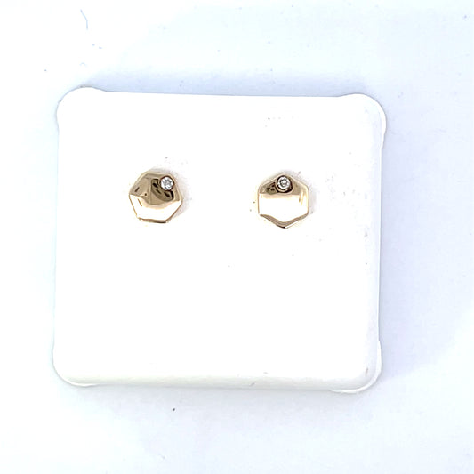 10K YG SOLID HEXAGONAL WITH DIAMOND