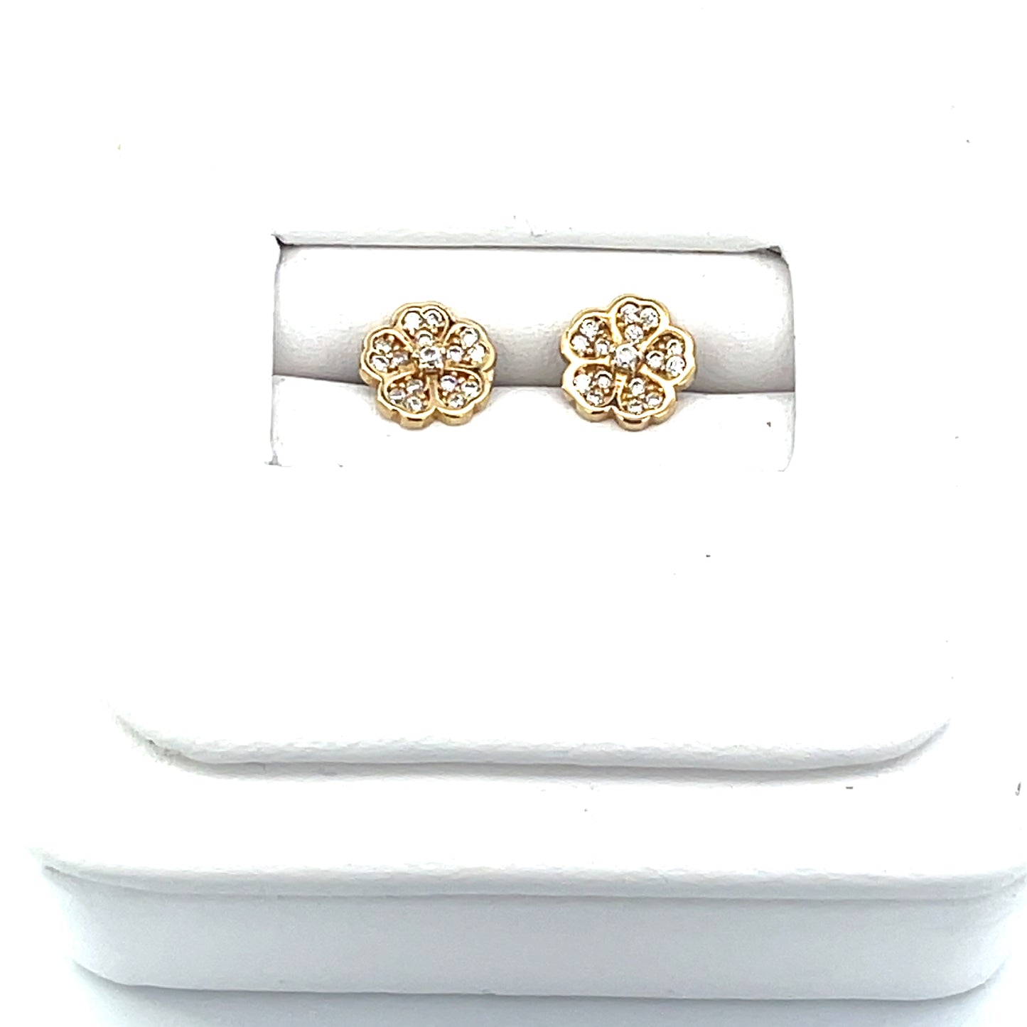 10K YG FLOWERS WITH CZ