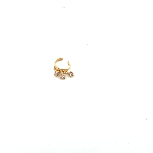 14K 3-CHARM EARCUFF