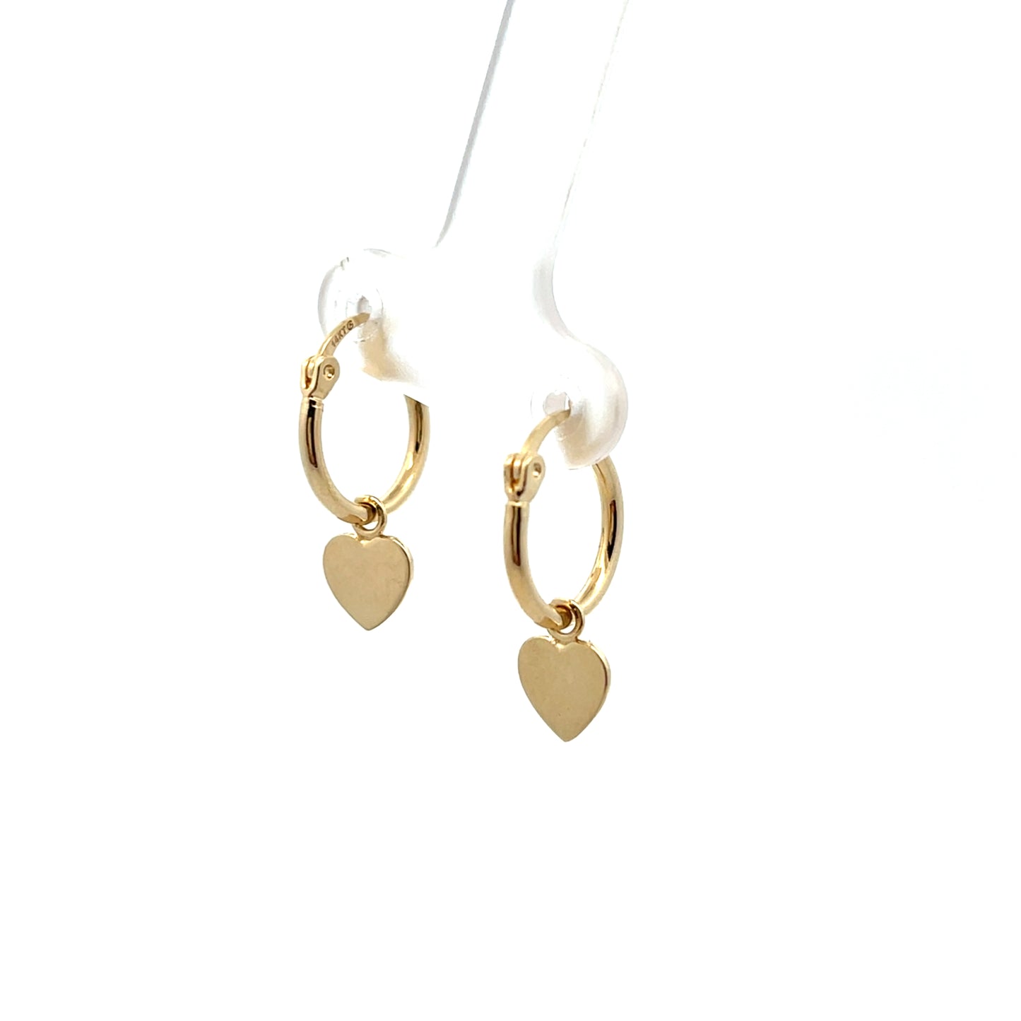 14K MINI HOOP WITH HEART CHARM