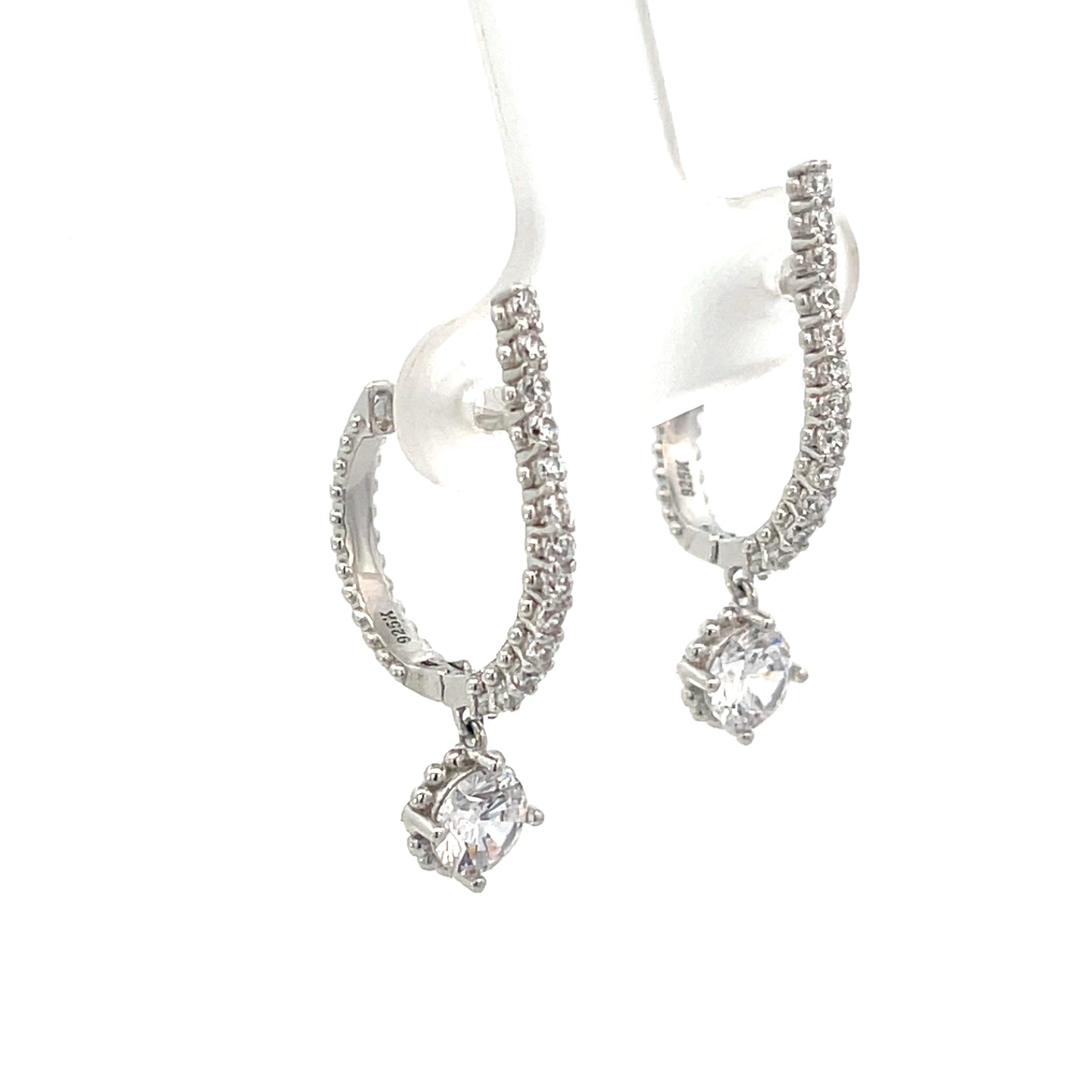 CZ HOOP WITH SOLITAIRE CHARM