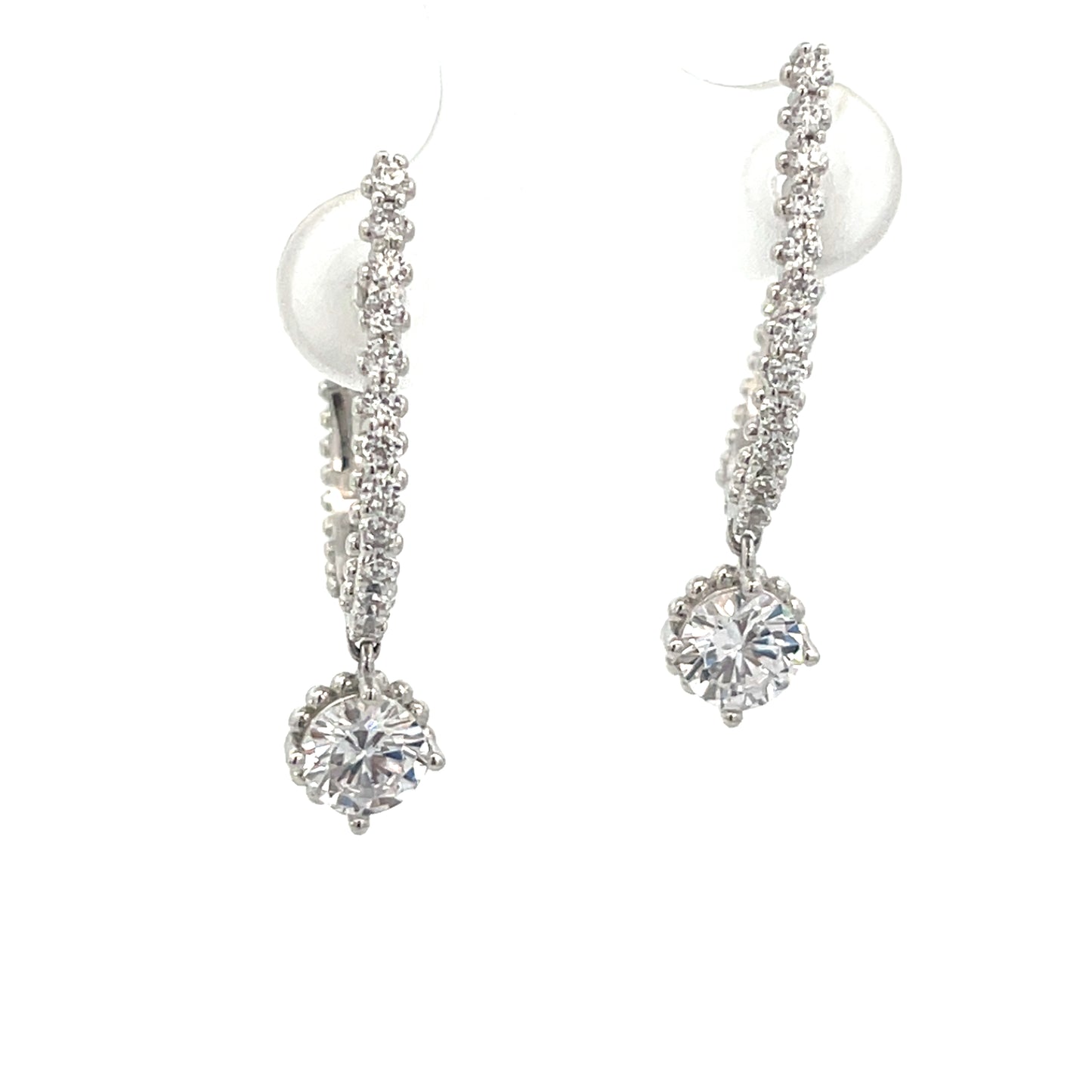 CZ HOOP WITH SOLITAIRE CHARM