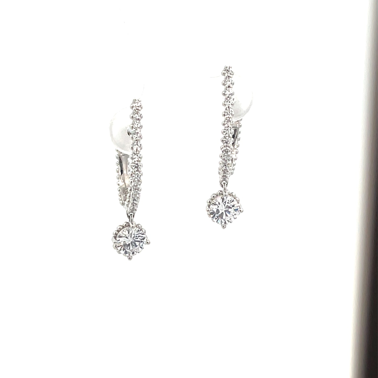 CZ HOOP WITH SOLITAIRE CHARM