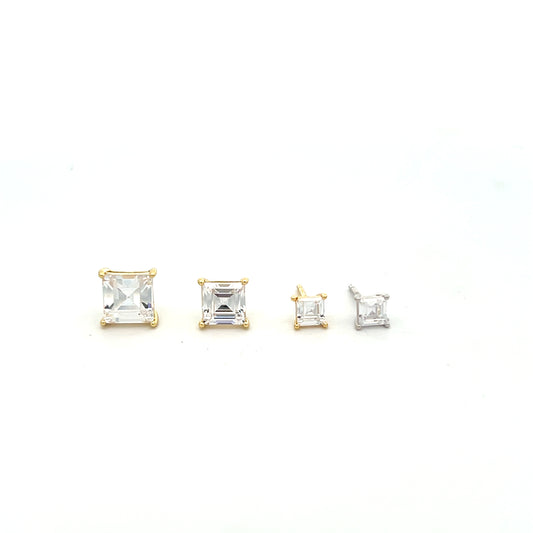 PRINCESS CUT SOLITAIRE STUD