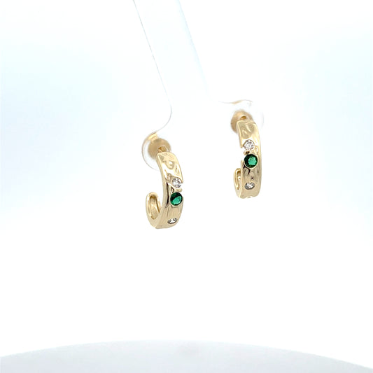 HALF HUGGIE SOLID GREEN STONE (THIN)