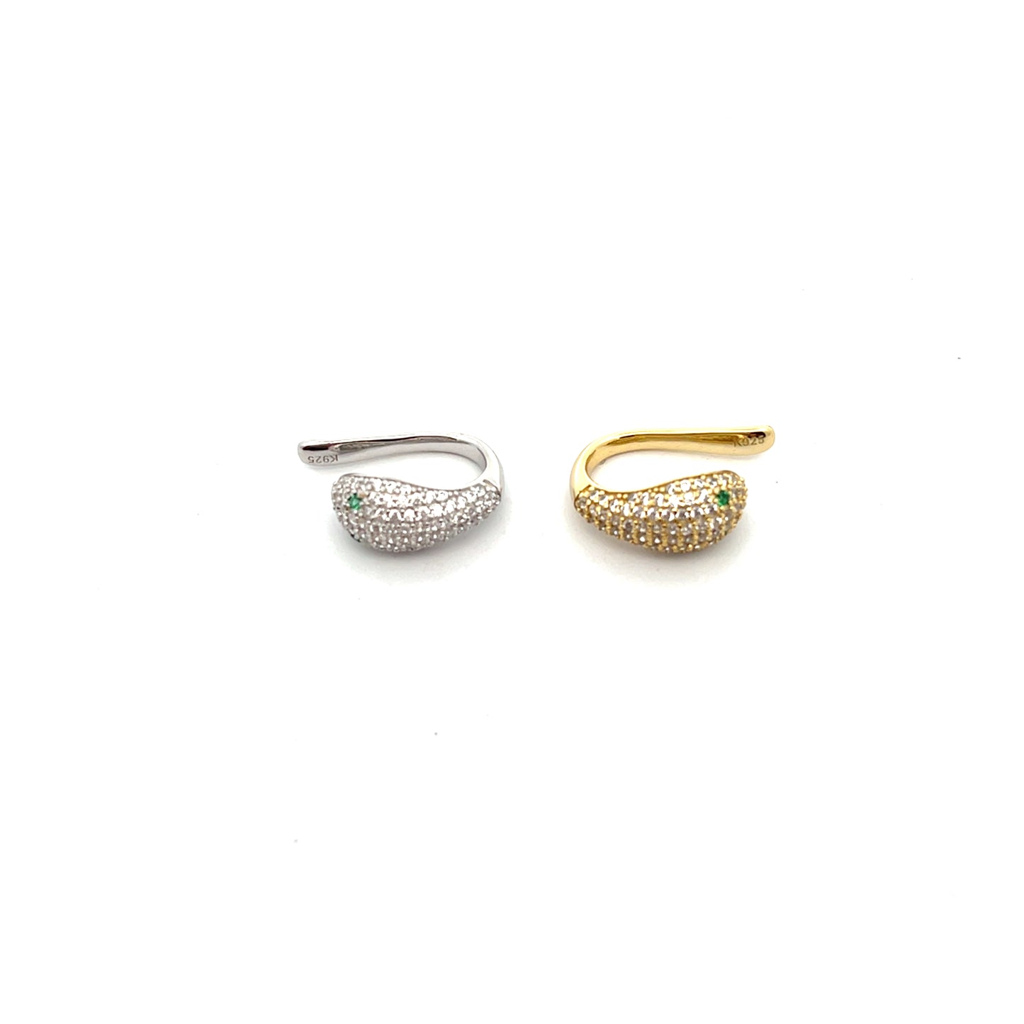 GREEN EYE SNAKE CUFF WITH PAVE