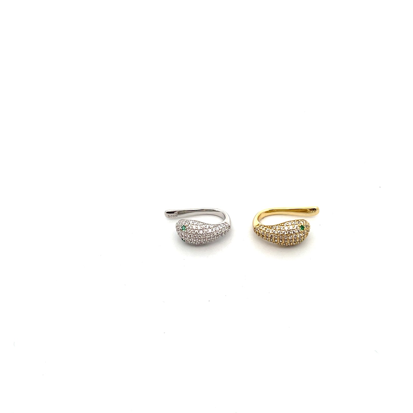 GREEN EYE SNAKE CUFF WITH PAVE