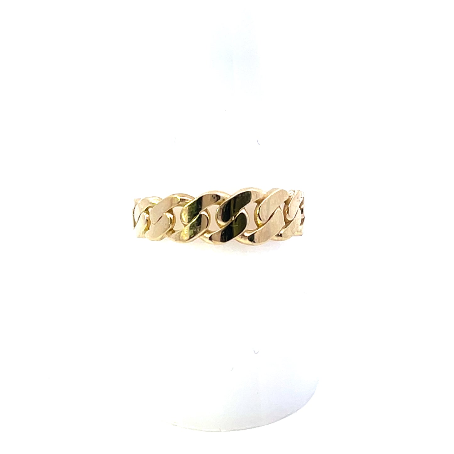 10K YG SOLID CUBAN CHAIN RING