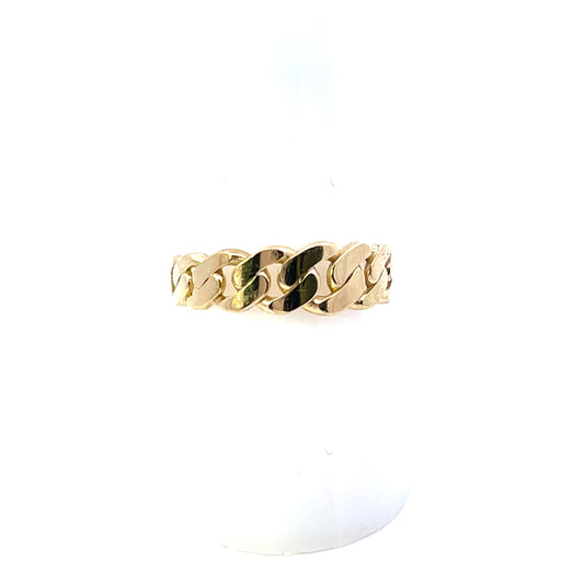 10K YG SOLID CUBAN CHAIN RING