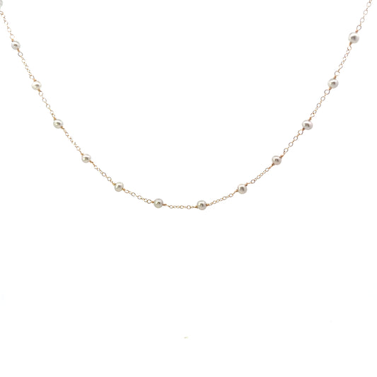 14K YG GREY PEARL MINI BALL NECKLACE 17"