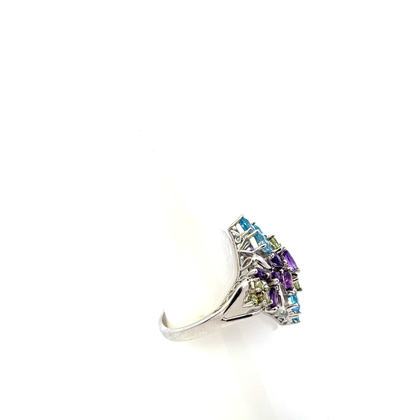 MULTISTONE AMETHYST PERIDOT BLUE TOPAZ SQUARE RING #7 (Copy)