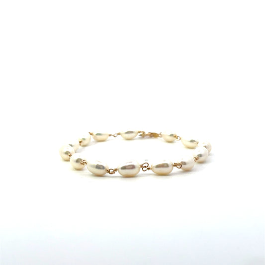14K YG ALL AROUND PEARL BRACELET