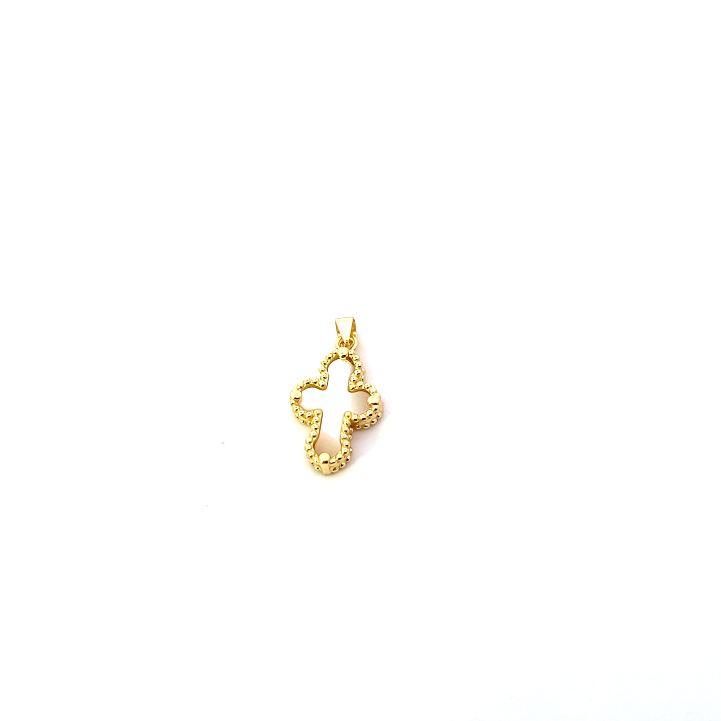 WHITE BEADED CROSS CHARM SGP