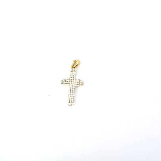 3 ROW PAVE CROSS CHARM SGP