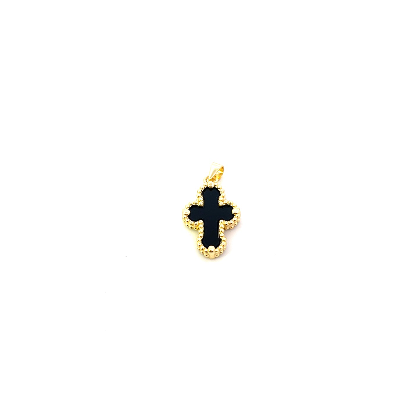 BLACK BEADED CROSS CHARM SGP