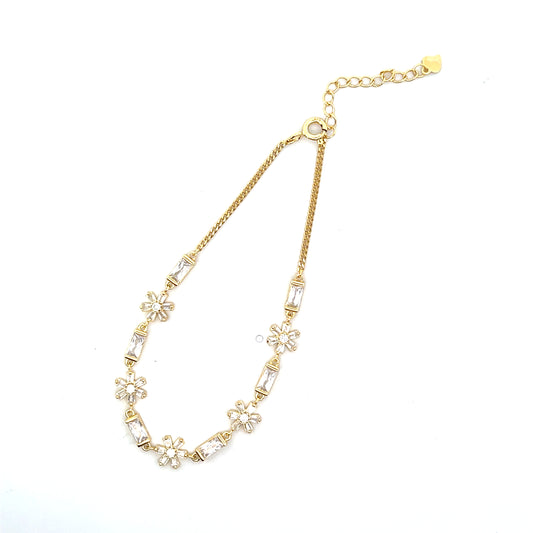 ADJUSTABLE TENNIS BRACELET BAGUETTE AND FLOWER SGP