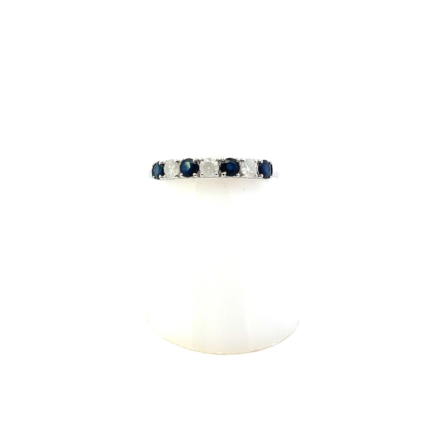 14K YG D-0.30CT SAP-0.55 SAPPHIRE AND DIAMOND RING BAND #7