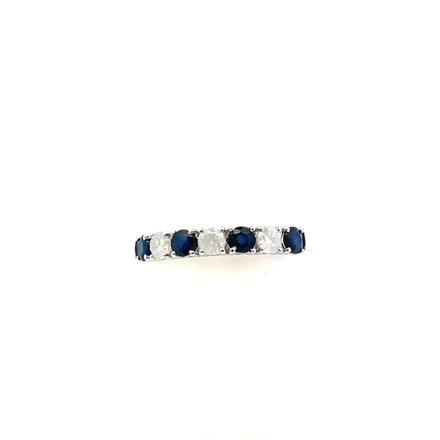14K YG D-0.30CT SAP-0.55 SAPPHIRE AND DIAMOND RING BAND #7