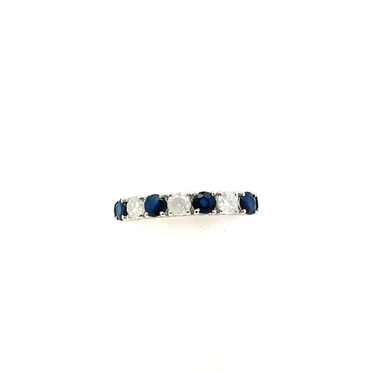 14K YG D-0.30CT SAP-0.55 SAPPHIRE AND DIAMOND RING BAND #7