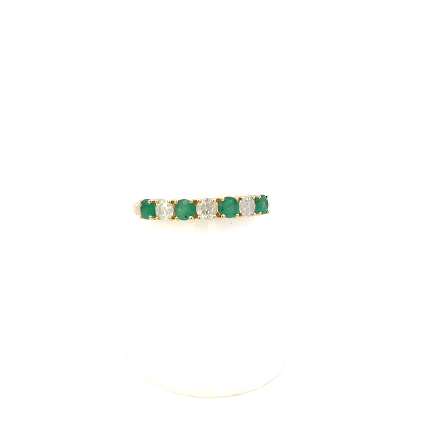 14K YG D-0.30CT EM-0.45 EMERALD AND DIAMOND RING BAND #7