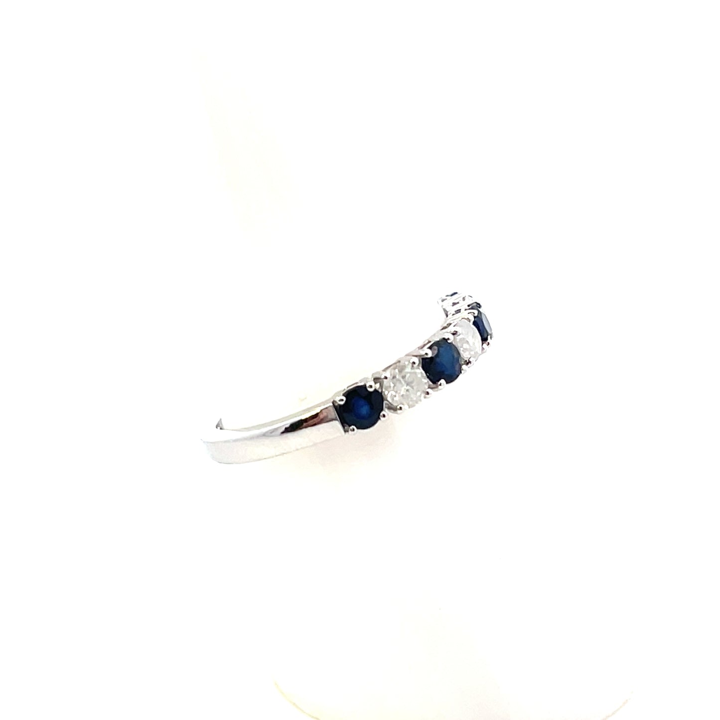 14K YG D-0.30CT SAP-0.55 SAPPHIRE AND DIAMOND RING BAND #7