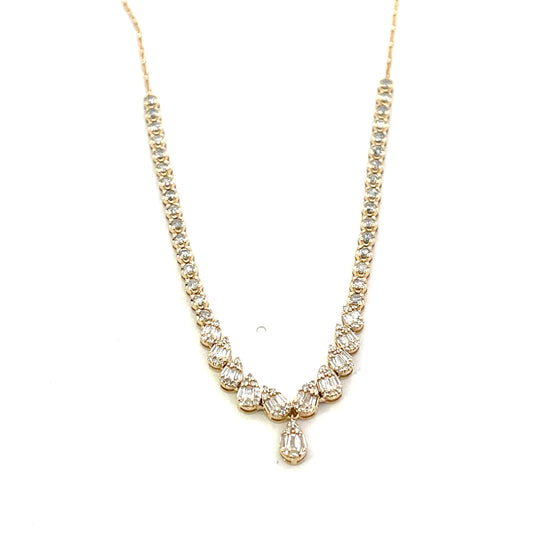 14K YG D-1.47CTW DIAMOND PEAR SHAPE WITH PEANDANT PEAR NECKLACE ($3,200)