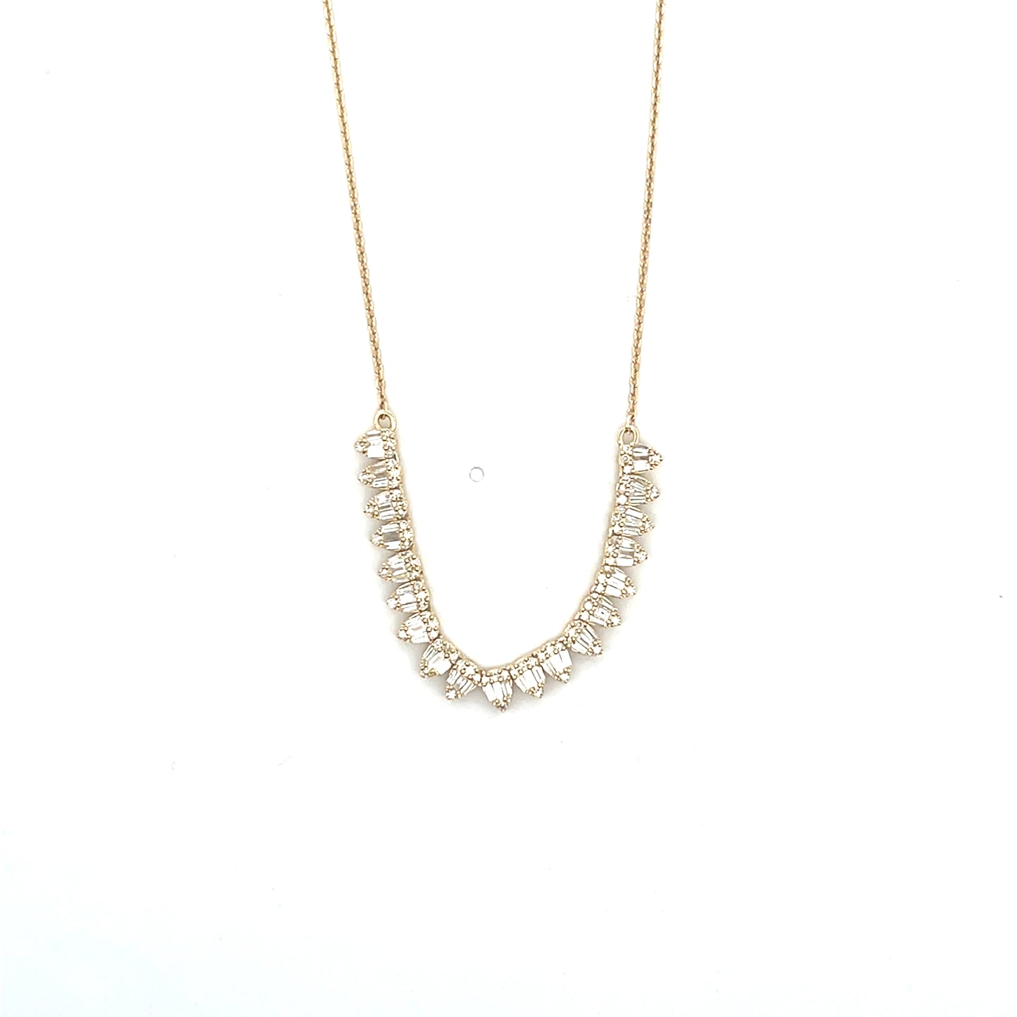 14K YG D-0.70CTW PEAR SHAPE DIAMOND BAGUETTE HALF NECKLACE ($2,200)
