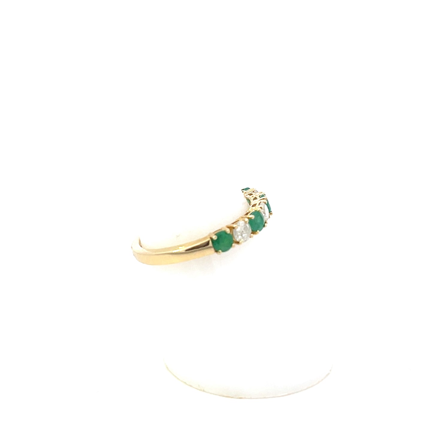 14K YG D-0.30CT EM-0.45 EMERALD AND DIAMOND RING BAND #7