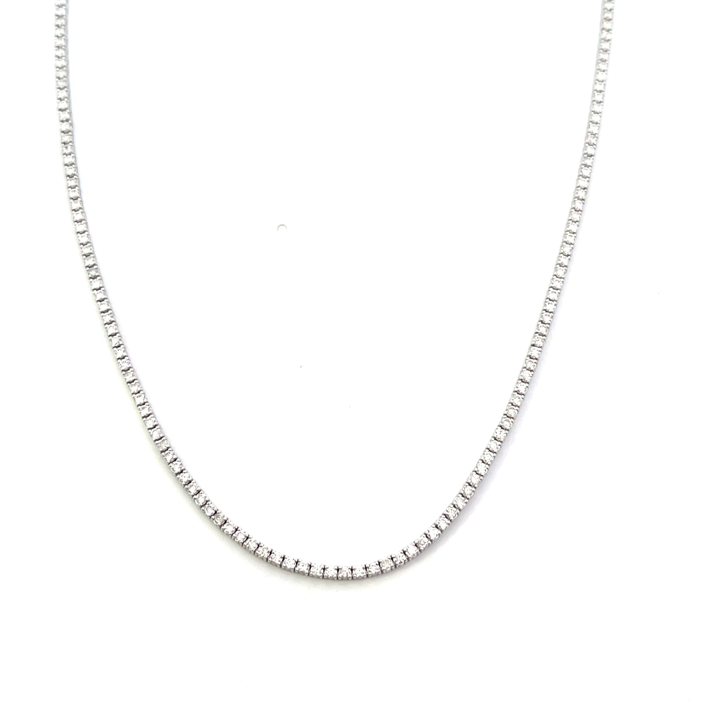 14K WG D-3.5CTW DIAMOND TENNIS NECKLACE 17" ($4,000)