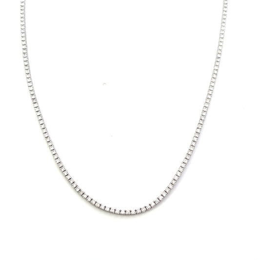 14K WG D-3.5CTW DIAMOND TENNIS NECKLACE 17" ($4,000)