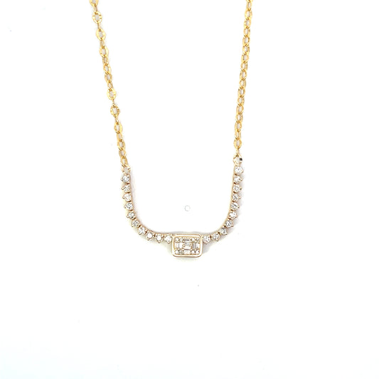 14K YG D-1CTW RECTANGLE DIAMOND 3 PRONG HALF TENNIS NECKLACE ($2,200)