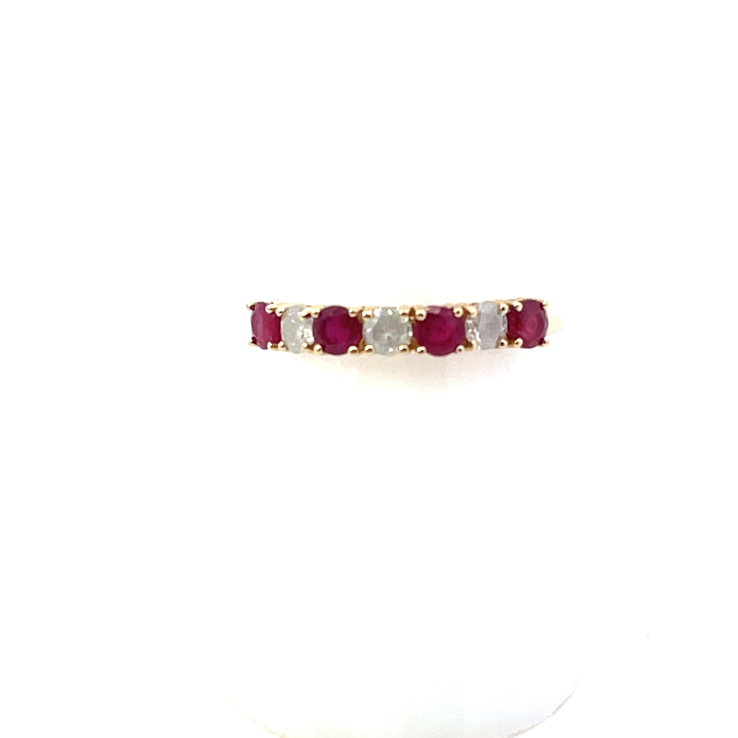 14K YG D-0.30CT R-0.55 RUBY AND DIAMOND RING BAND #7