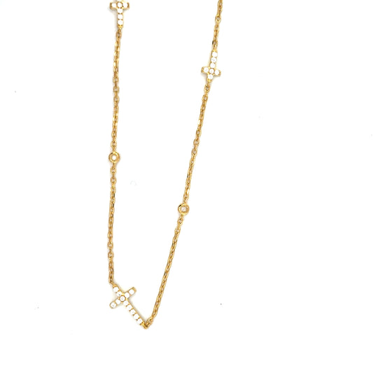 MULTI PAVE CROSS CHAIN