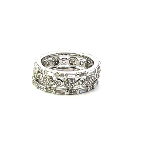 3-RING SET BAGUETTE AND PAVE SILVER